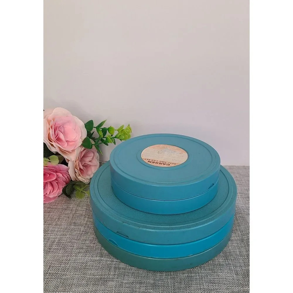 Vintage Set Of 5 Plastic Cases And Reels Dual 8mm 200 & 400 FT,‎ Made In Canada